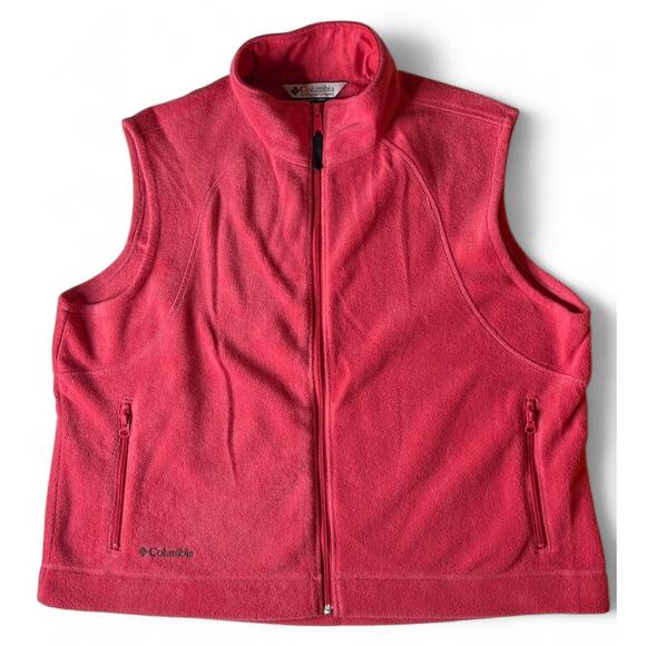 Columbia Pink Fleece Full Zip Vest Pockets Outdoor Women’s Plus Size 2X Active - Picture 1 of 8